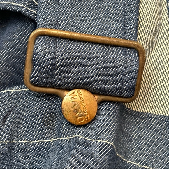 Blue Denim BIB OVERALLS Montgomery Ward VINTAGE 70 S USA Made Men's Size 50 X 30 - Picture 15 of 16